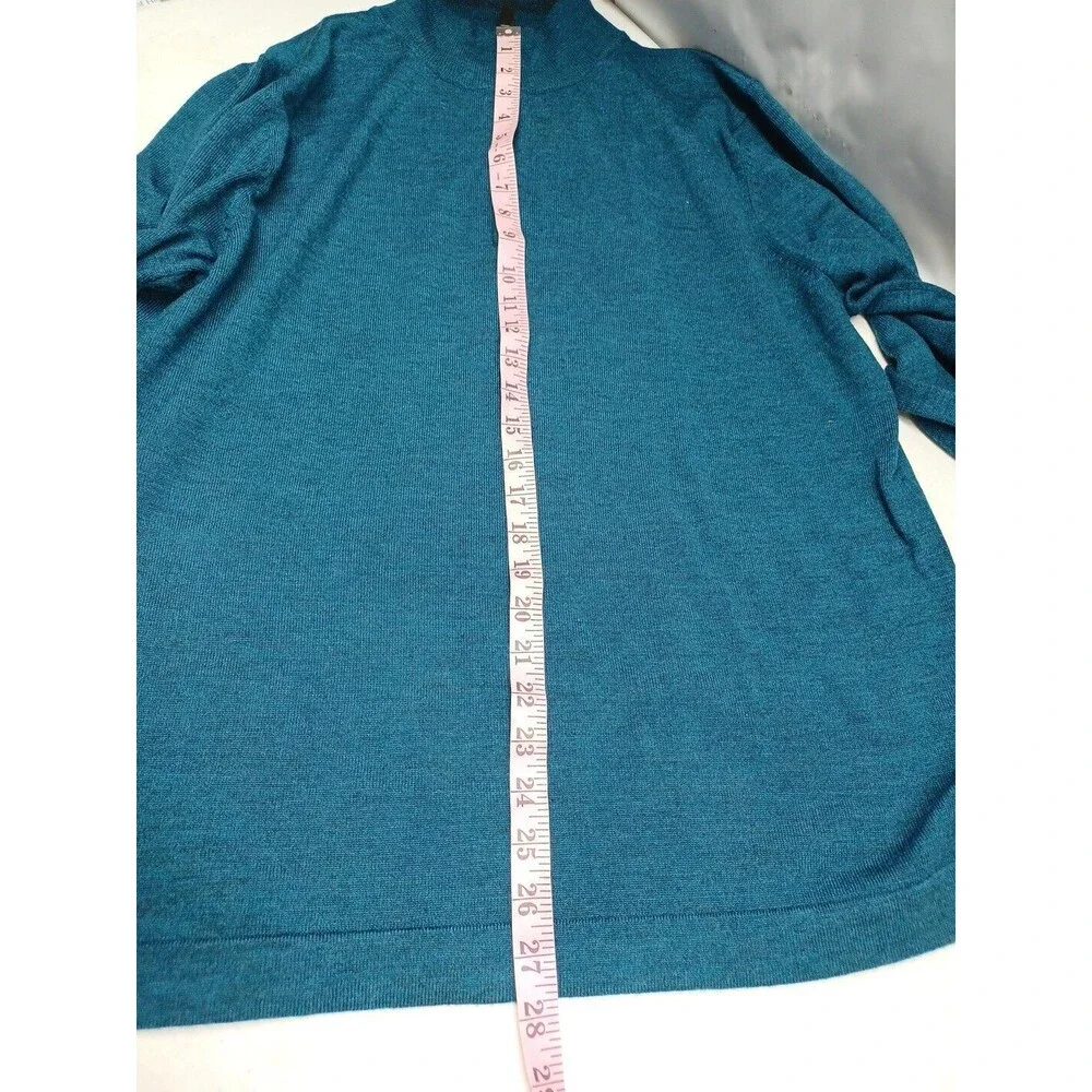 Jos A Bank Traveler Mens Sweater Blue Merino Wool 1/4 Zip Long Sleeve XL